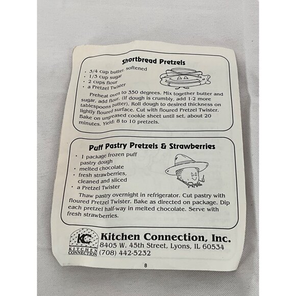 Vintage Pretzel Twister Cookie Cutter & Kitchen Connection Recipe Booklet - Picture 4 of 7